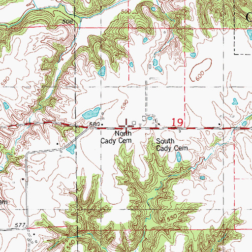 Topographic Map of North Cady Cemetery, IL