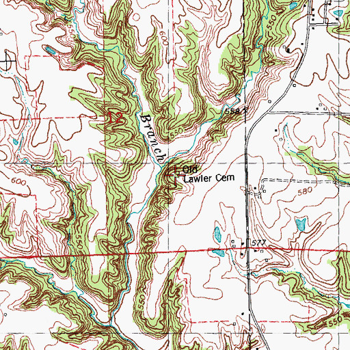 Topographic Map of Old Lawler Cemetery, IL