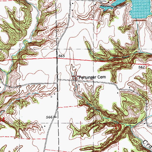 Topographic Map of Persinger Cemetery, IL