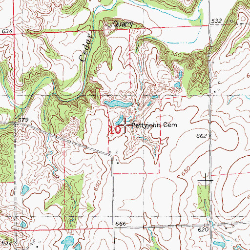 Topographic Map of Pettijohn Grave, IL