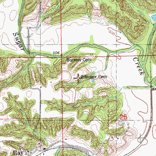 Topographic Map of Pittenger Cemetery, IL