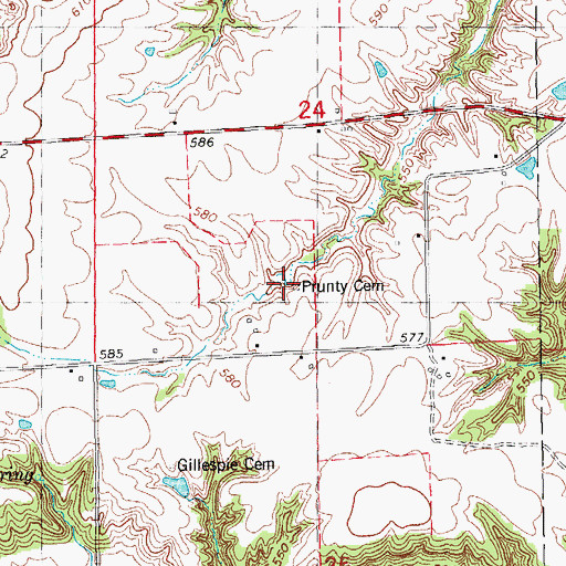 Topographic Map of Prunty Cemetery, IL