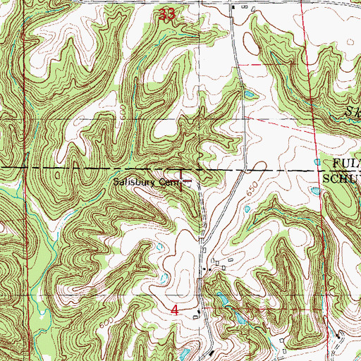 Topographic Map of Salisbury Cemetery, IL