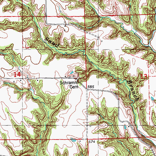 Topographic Map of Schramm Cemetery, IL