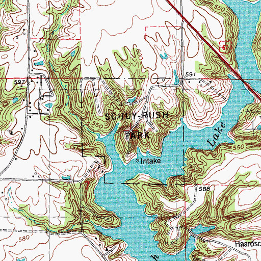 Topographic Map of Schuy-Rush Park, IL