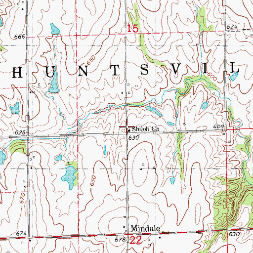 Topographic Map of Shiloh Church, IL