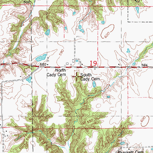 Topographic Map of South Cady Cemetery, IL