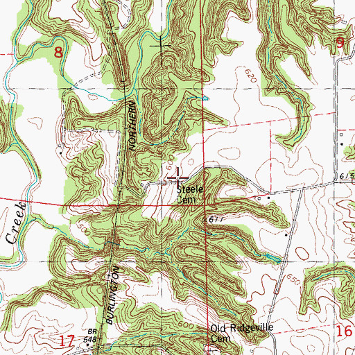 Topographic Map of Steele Cemetery, IL