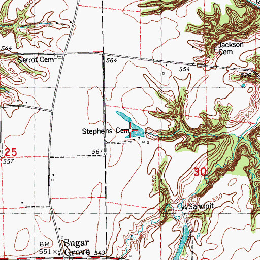 Topographic Map of Stephens Cemetery, IL