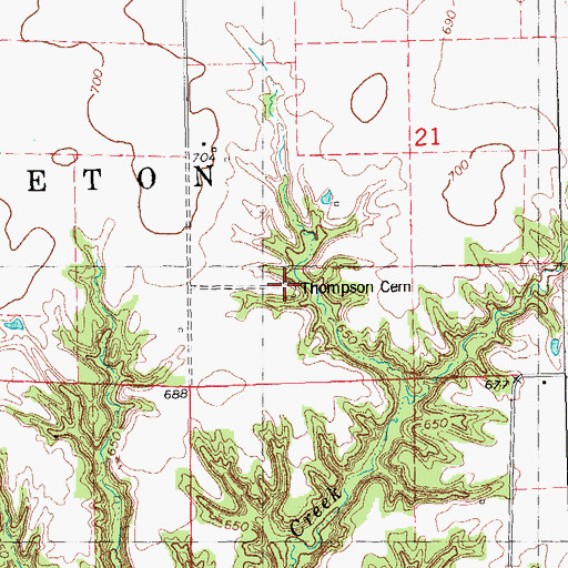 Topographic Map of Thompson Cemetery, IL