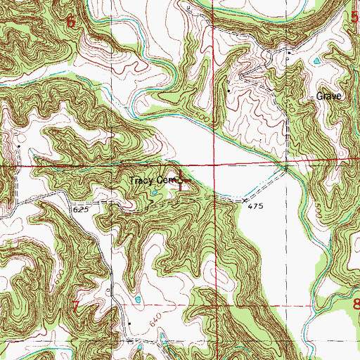 Topographic Map of Tracy Cemetery, IL