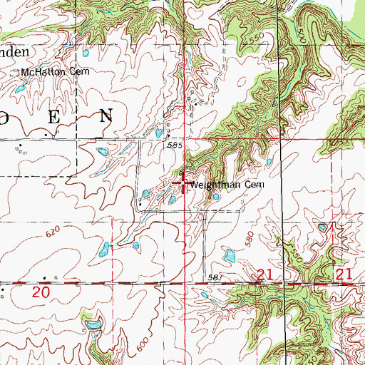 Topographic Map of Weightman Cemetery, IL