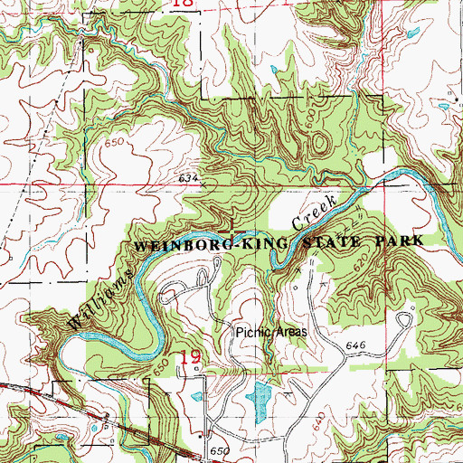 Topographic Map of Weinborg-King State Park, IL