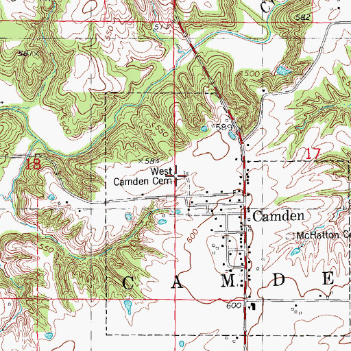 Topographic Map of West Camden Cemetery, IL