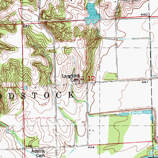 Topographic Map of Langford Cemetery, IL