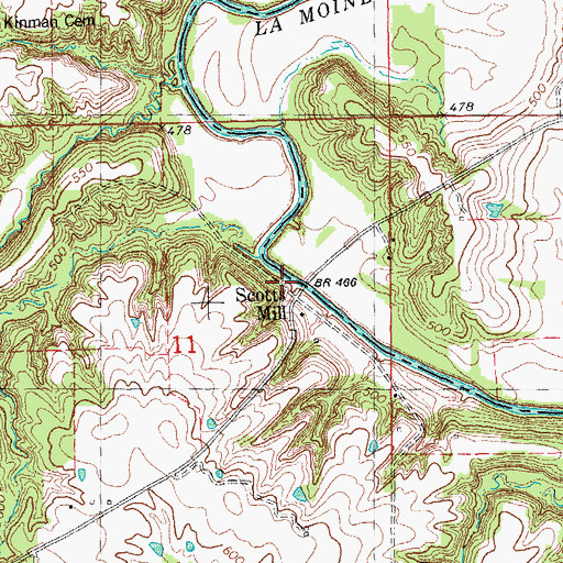 Topographic Map of Scotts Mill, IL