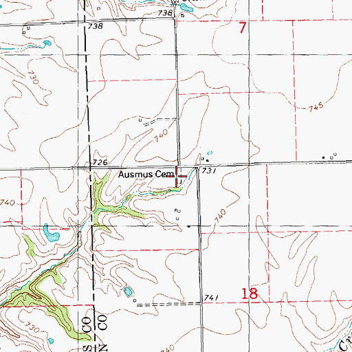 Topographic Map of Ausmus Cemetery, IL
