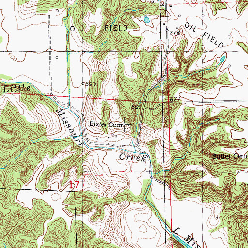 Topographic Map of Bixler Cemetery, IL