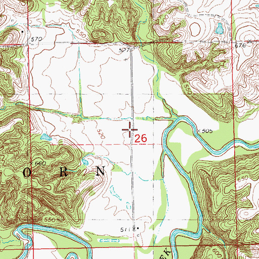 Topographic Map of Bottom Prairie School (historical), IL