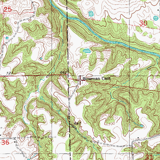 Topographic Map of Bowman Cemetery, IL