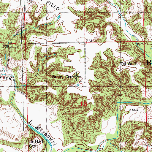 Topographic Map of Butler Cemetery, IL