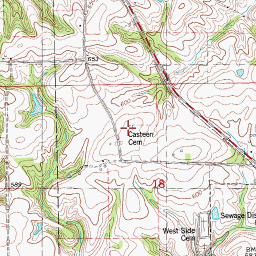 Topographic Map of Casteen Cemetery, IL