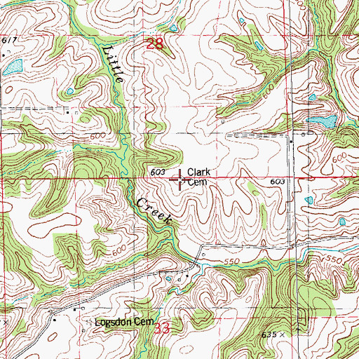 Topographic Map of Elias Clark Cemetery, IL