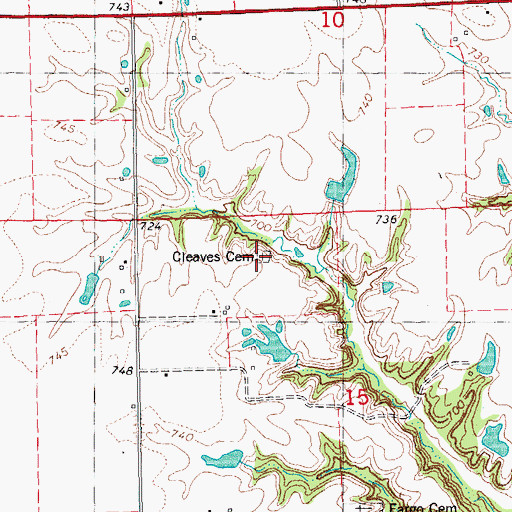 Topographic Map of Cleaves Cemetery, IL