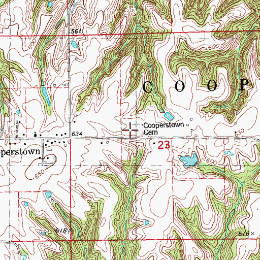 Topographic Map of Cooperstown Cemetery, IL