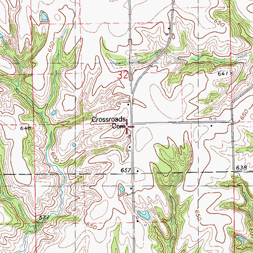 Topographic Map of Cross Roads Cemetery, IL