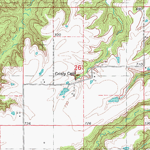 Topographic Map of Gristy Cemetery, IL