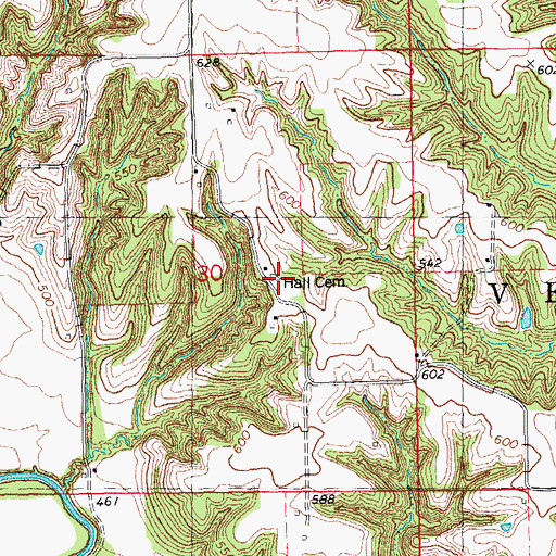 Topographic Map of Hall Cemetery, IL