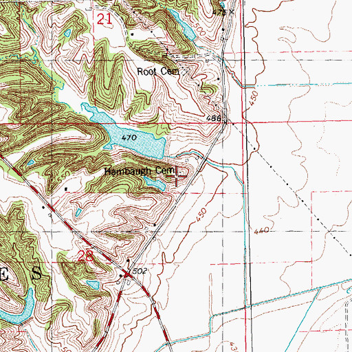 Topographic Map of Hambaugh Cemetery, IL