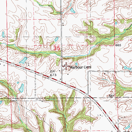 Topographic Map of Harbour Cemetery, IL
