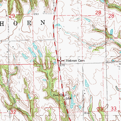 Topographic Map of Hebron Cemetery, IL