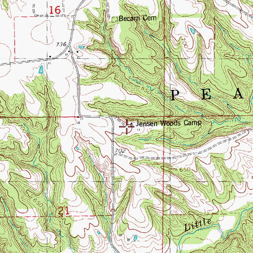Topographic Map of Jensen Woods Camp, IL