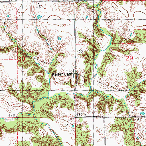 Topographic Map of Keifer Cemetery, IL