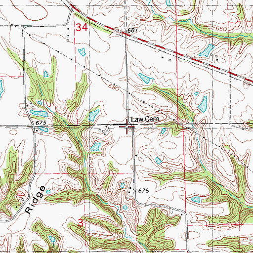 Topographic Map of Law Cemetery, IL
