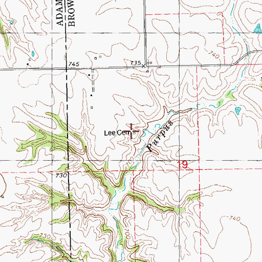 Topographic Map of Lee Cemetery, IL