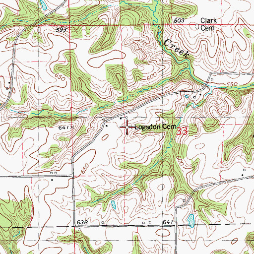 Topographic Map of Logsdon Number 2 Cemetery, IL