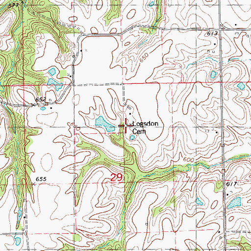 Topographic Map of Logsdon Number 1 Cemetery, IL