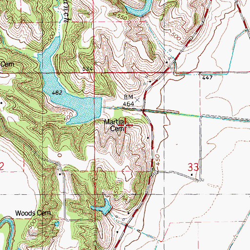 Topographic Map of Martin Cemetery, IL