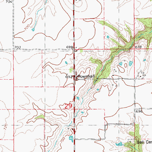 Topographic Map of Missouri Townhall, IL