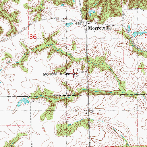 Topographic Map of Morrelville Cemetery, IL