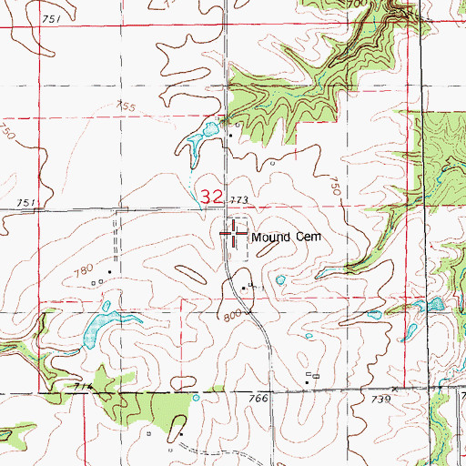 Topographic Map of Mounds Cemetery, IL
