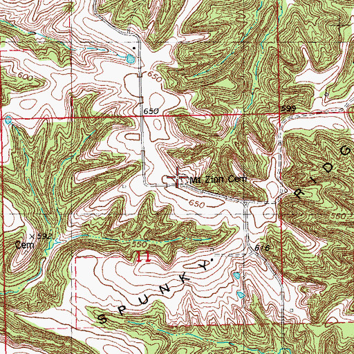 Topographic Map of Mount Zion Cemetery, IL