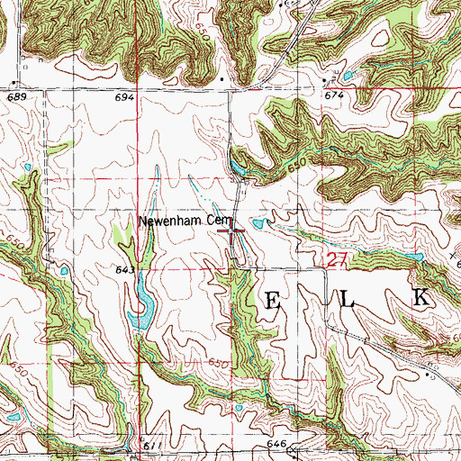 Topographic Map of Newenham Cemetery, IL