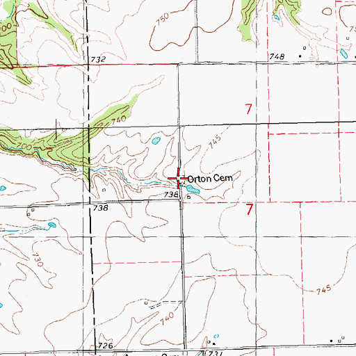 Topographic Map of Orton Cemetery, IL