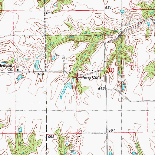 Topographic Map of Perry Cemetery, IL