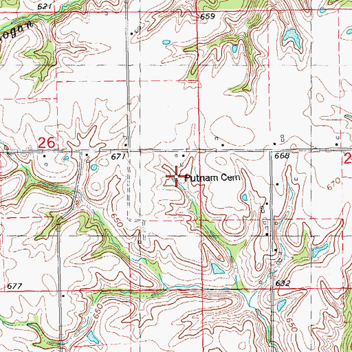 Topographic Map of Putnam Cemetery, IL